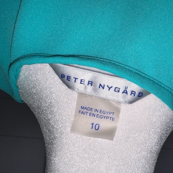 Peter Nygard Turquoise 3/4 Sleeve Button Down Blouse with Tie Waist Size 10 - Picture 11 of 12